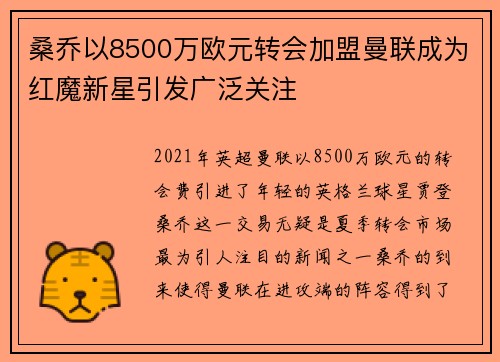 桑乔以8500万欧元转会加盟曼联成为红魔新星引发广泛关注